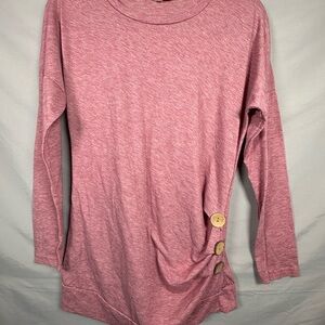 Pink/Red Long Sleeve Women’s Long Sleeve Top with Button Detail Size M